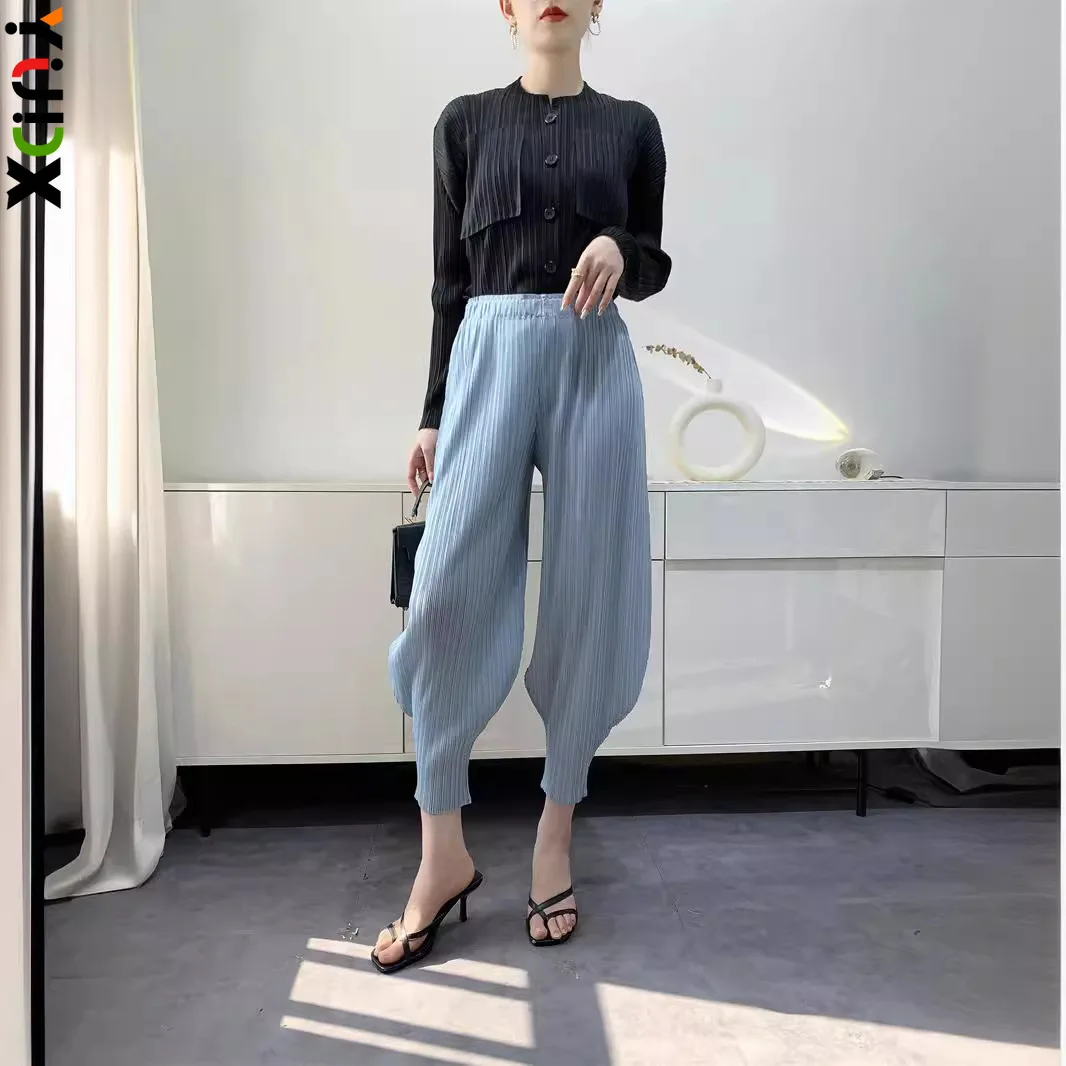 YUDX Summer Women's Solid-color Pants Wide-legged Pants Nine-minute Pants Comfortable Leisure High-waisted Slim 2024 Summer New