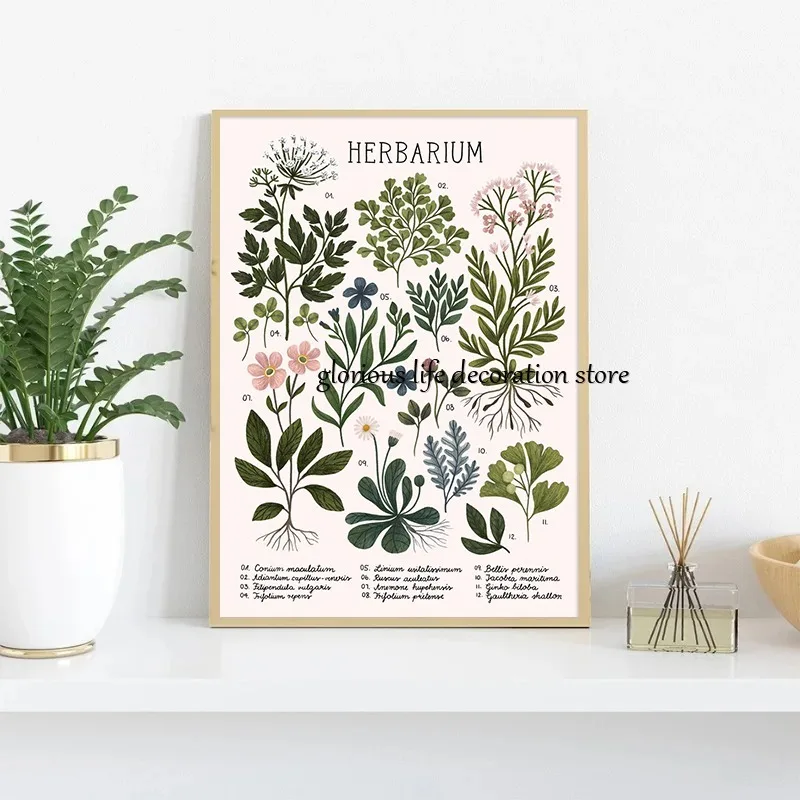 Herbs Spices Wildflowers Botanical Vintage Poster Print Floral Nature Canvas Painting Wall Art Picture Herbarium Home Room Decor view 4