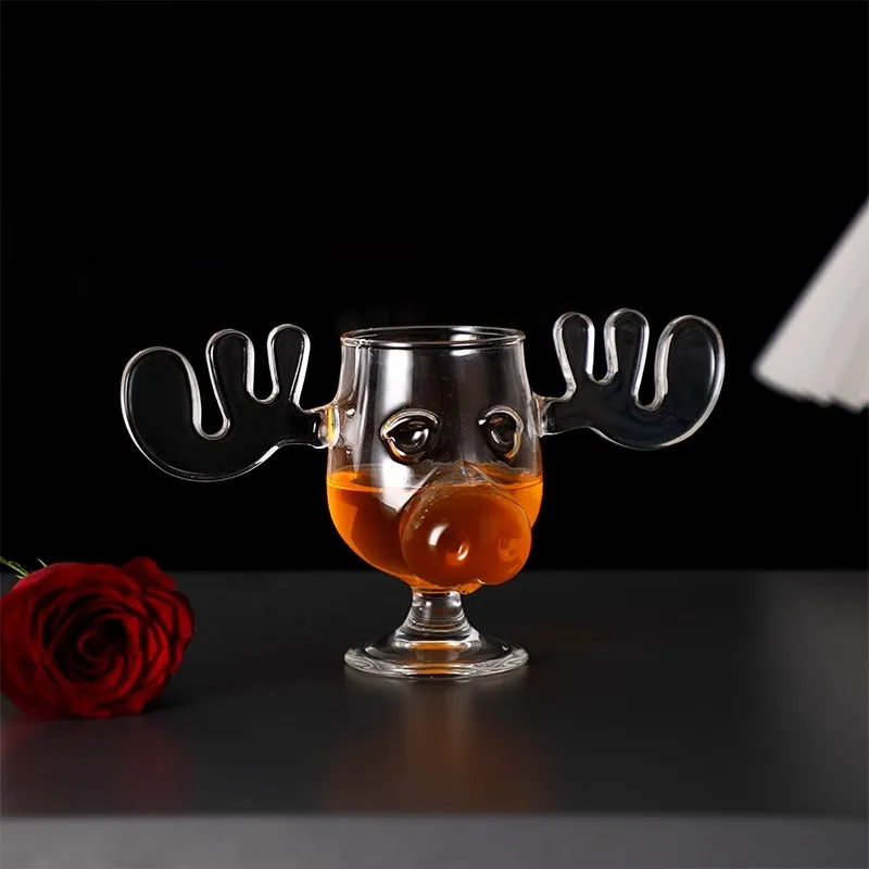 

Creative Elk Glass Cup, High Borosilicate, Cute Reindeer Antler, Christmas Gift, Whiskey, Cocktail, Beer, Juice, Coffee Mug