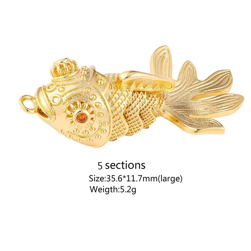 JUYA Gold Silver Tone Articulated Fish Charm Connector Koi Fish Pendant Jewelry Findings DIY Bracelet Necklace Making Accessorie view 3