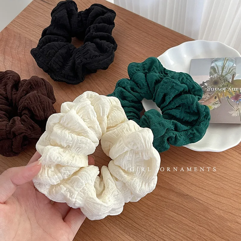 Yeni kore kadın büyük kremalı pasta lastikler saç bandı düz renk Scrunchies saç bağları bayanlar at kuyruğu tutun saç aksesuarları