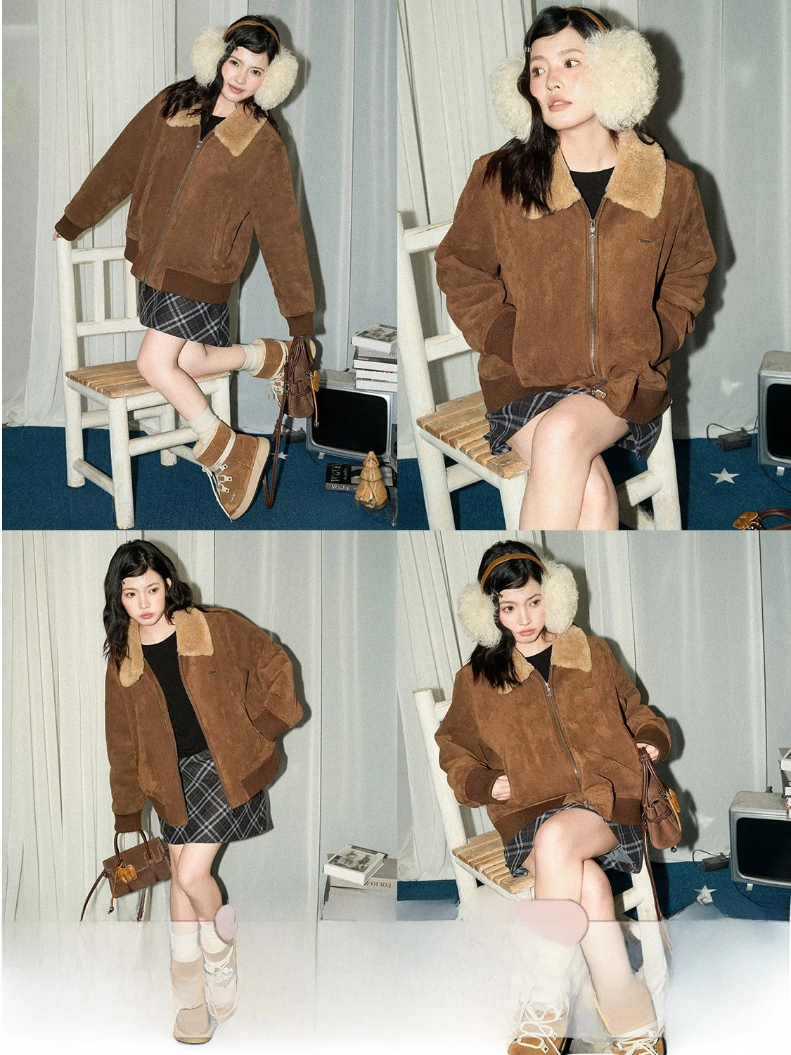 

JINGU Winter ort Jaet Suede Lamb Fur Collar Zipper Casual Sle Women's Warm Coat Thiened ort Length Outerwear