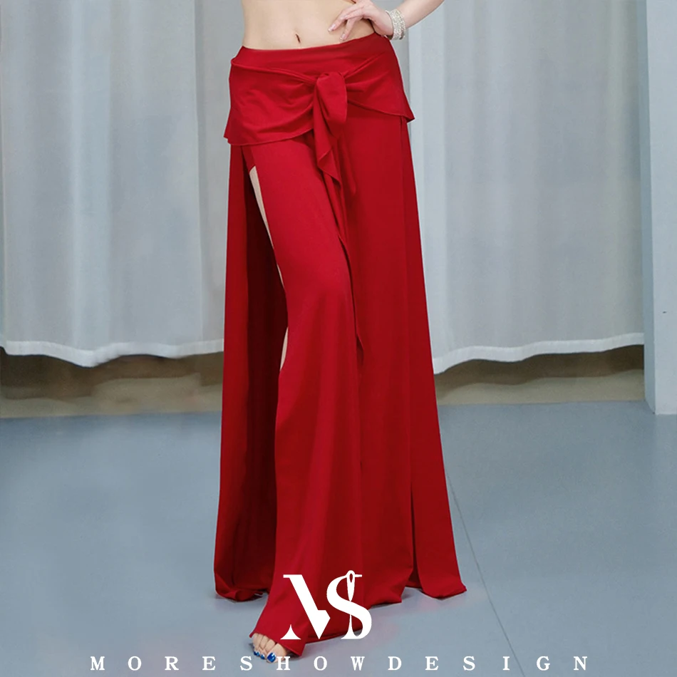 تنورة طويلة للرقص الشرقي للنساء بفتحة مزدوجة، تنانير مثيرة، ملابس رقص صيفية لمرحلة الرقص الشرقي، ملابس الأداء