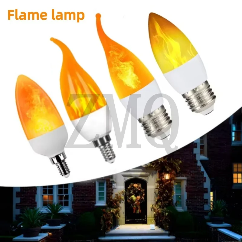 E27 E14 B22 E12 LED Flame Bulb Fire Lamp Corn Bulb Flickering LED Light Dynamic Flame Effect 3W AC110V 220V for Home Lighting