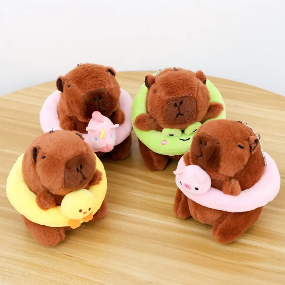 Cartoon Doll Cute capibara peluche zaino portachiavi Set adorabili bambole di pezza per bambini ciondolo Kawaii per il compleanno