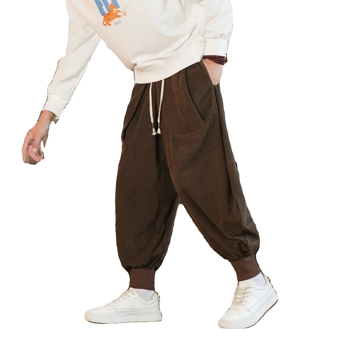 2023 Männer Winter einfarbige Cordhose Mode dicke übergroße Harem Jogging hose Frauen warme lässige lose Schritt Hip-Hop-Hose