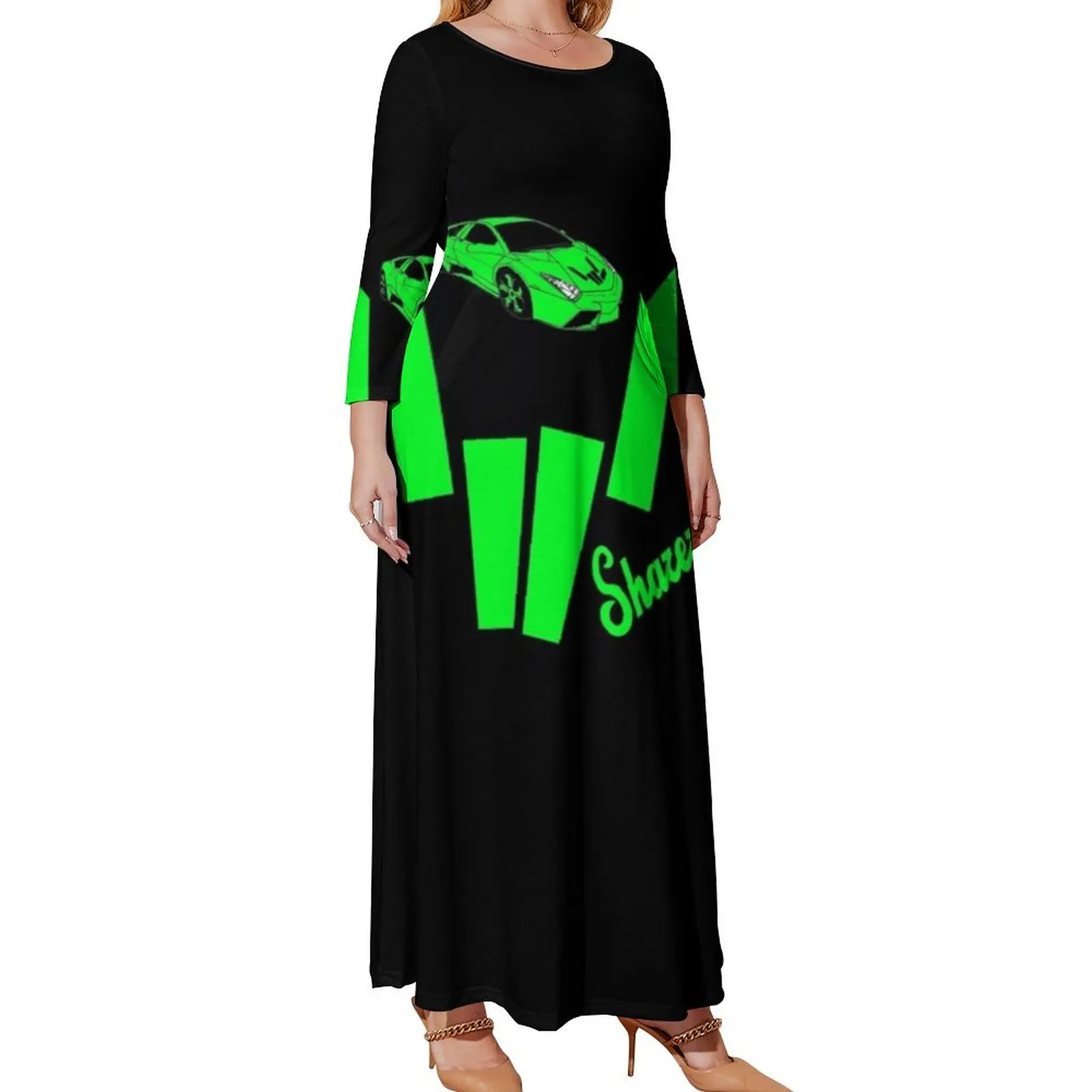 

Зеленое платье с длинным рукавом sharerghini, платье для гостей свадьбы, длинное женское платье 2024