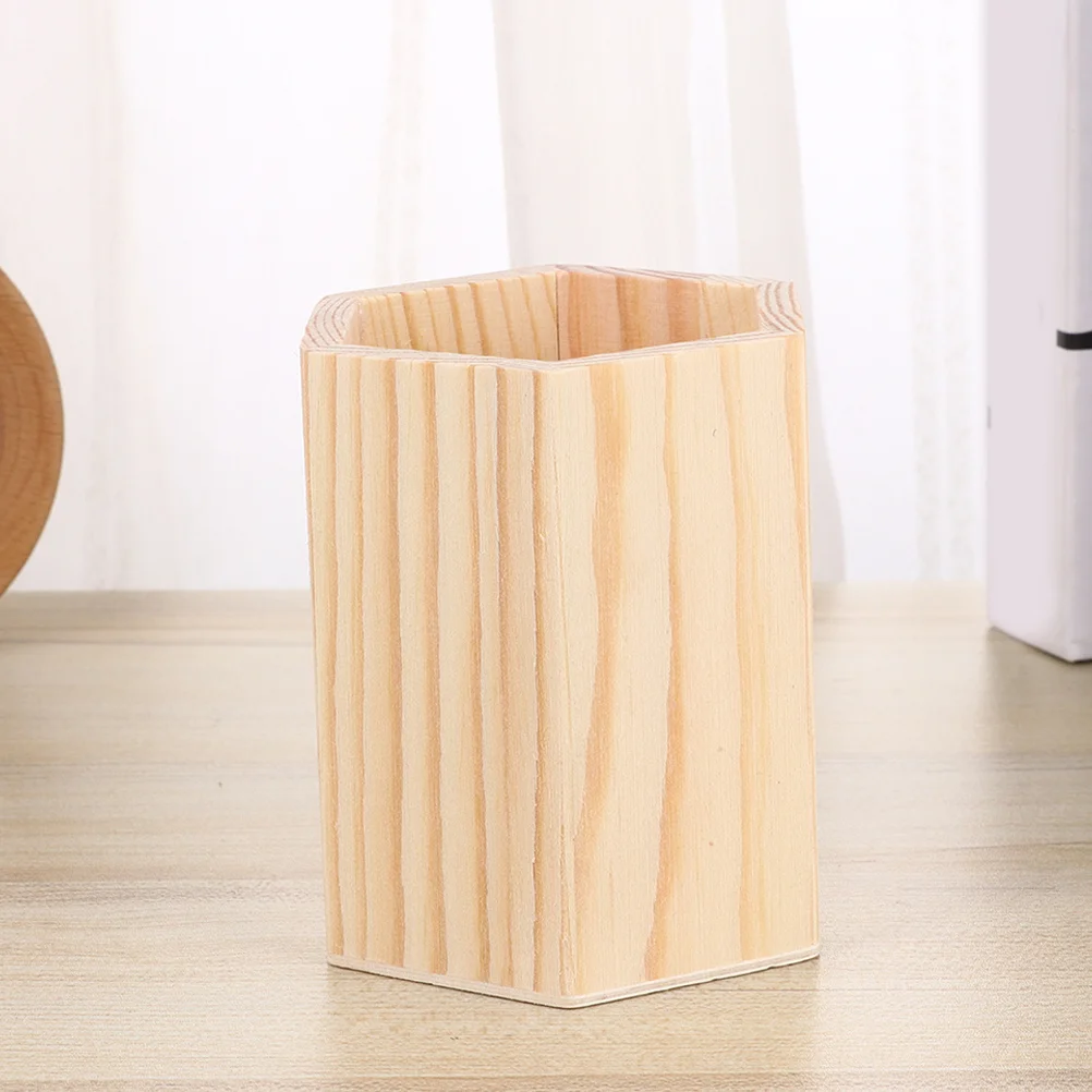 

6Pcs Wooden Pen Holder Multipiece Set Versatile Storage Desk Organizer Natural Aesthetic Raw Wood Color Office School Supplies