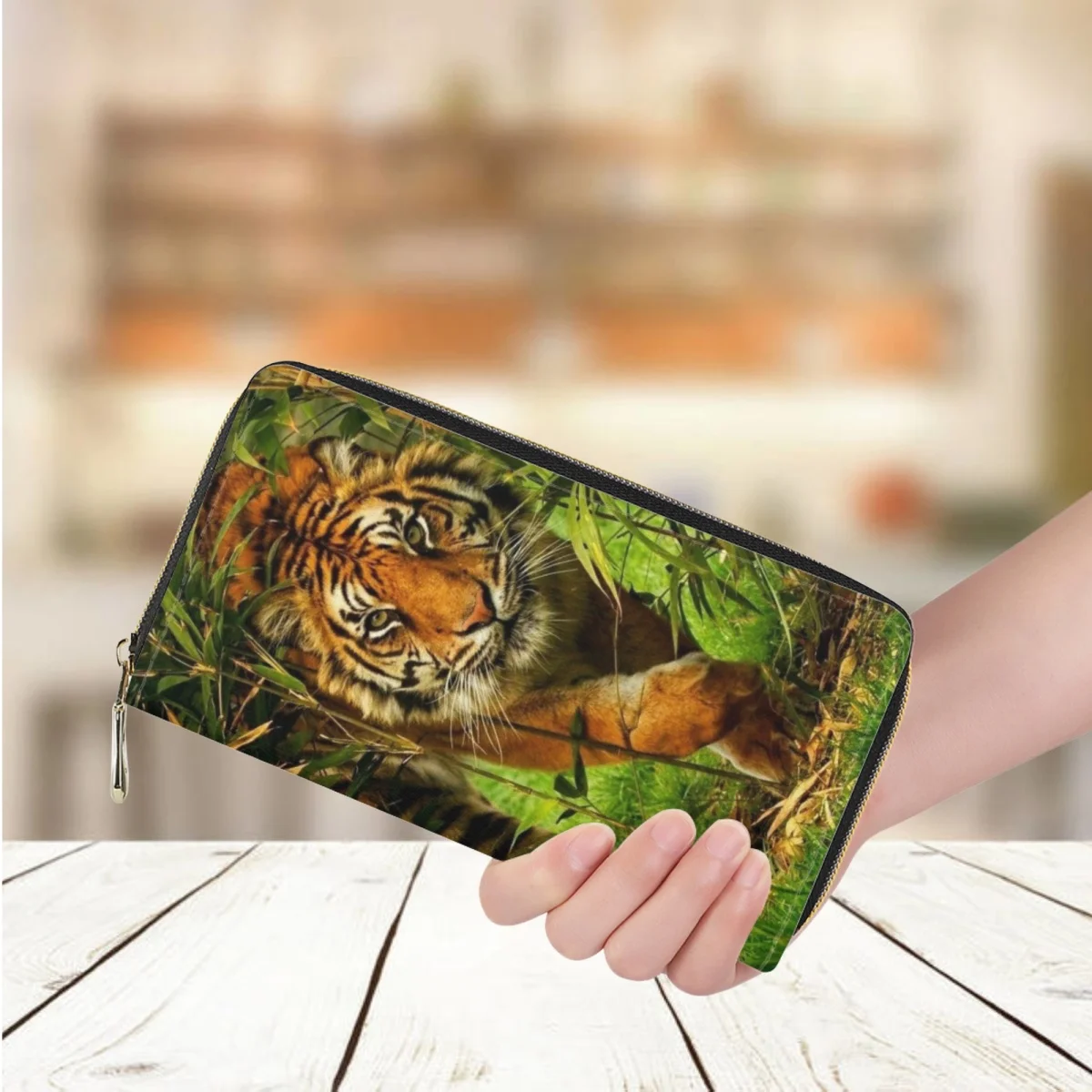 Fashion Ladies Long Wallet Hot Animal Tiger 3D Print Casual Shopping Money Bag Luxury Leather Business Credit Card Holder Purse