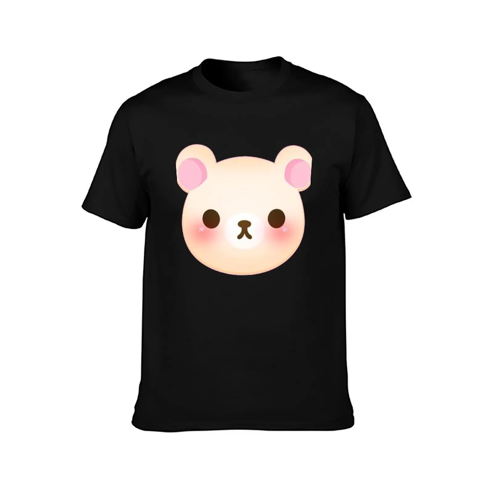 Korilakkuma Blush T-Shirt, Summer Casual Cotton Tee, Oversized Streetwear Tops, Vintage Graphic Print, Loose Fit Short Sleeve