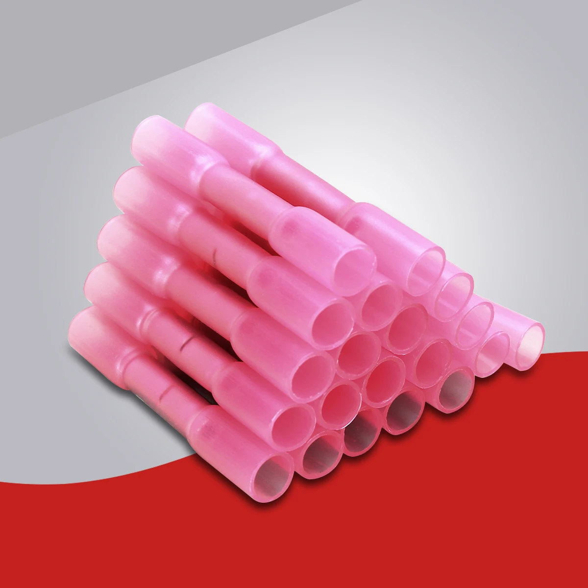 

100Pcs Heat Shrink Butt Wire Connectors Crimp Terminals 0.5-1.5mm Pink Dual Wall Waterproof Sealing Copper PVC Tinplate