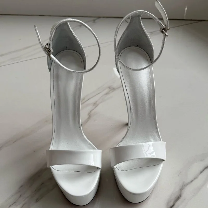 Women Summer High Heeled Sandals for Woman's Round Toe Peep Toe Thin Heels Shoes Sexy Ladeis Ankle Buckle Party Platform Pumps view 5