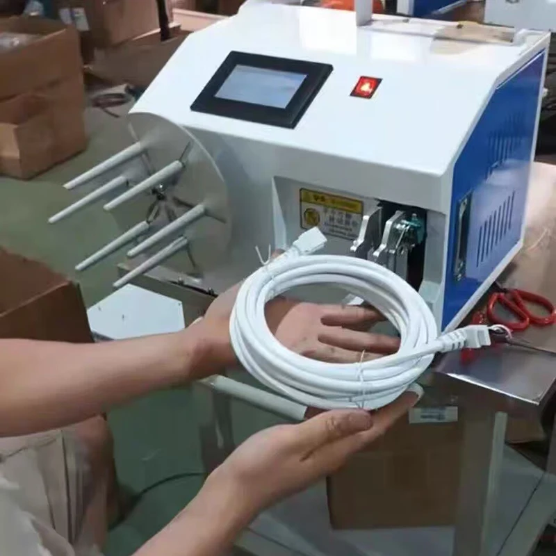 Automatic Wire Winding and Binding machine Power Cord/USB Cable Rolling and Tying machine Bundling Machine English Touch Screen