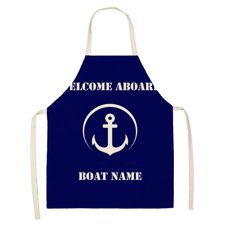 Dark Blue Nautical Collection Women\'s Kitchen Aprons Restaurant Chefs Household Cleaning Men\'s Aprons Customizable Aprons