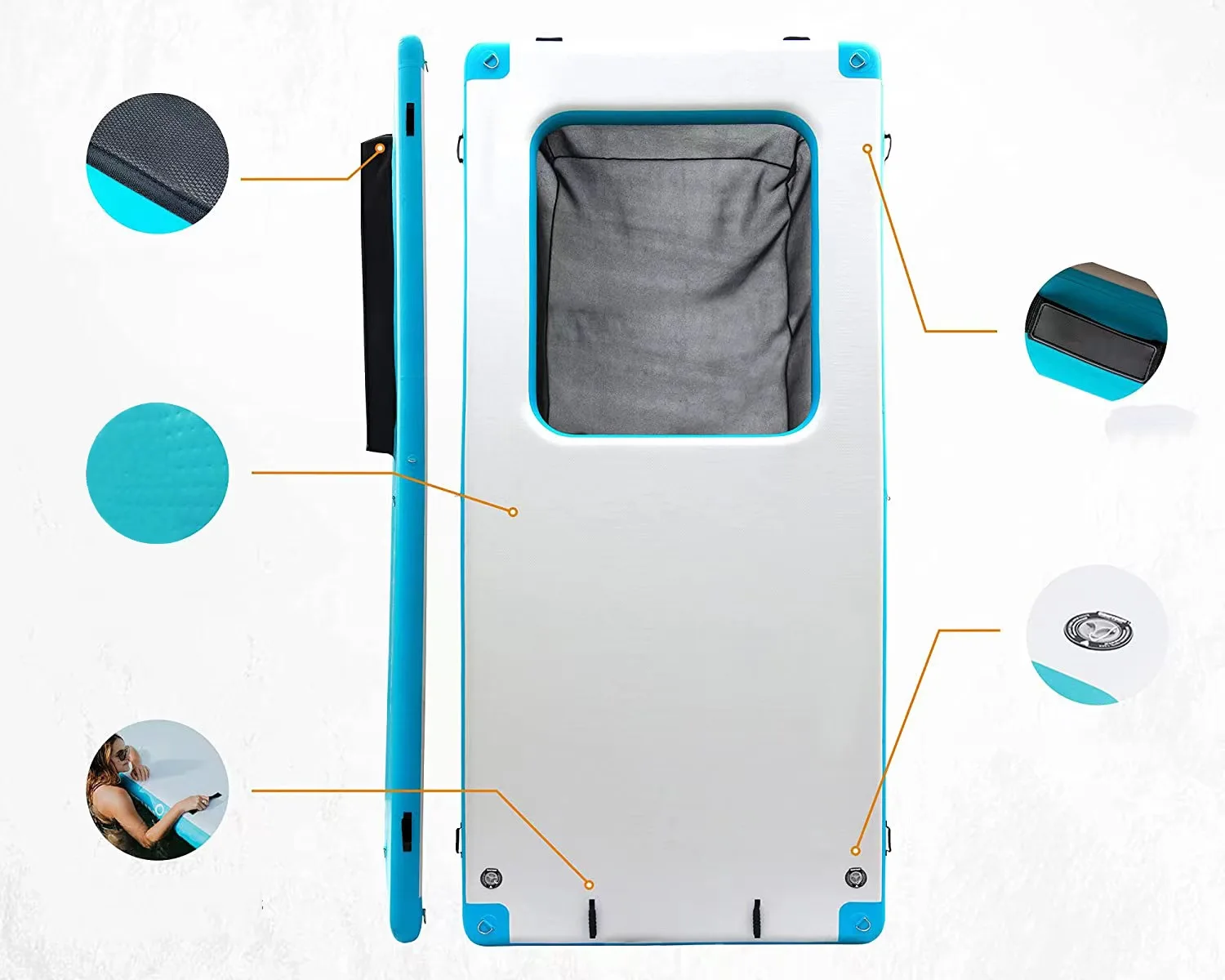 منصة عائمة قابلة للنفخ على الماء بإبرة خارجية متينة لحمام السباحة واليخوت ومنصة ترفيهية لصيد الأسماك على شكل جسر عائم #1