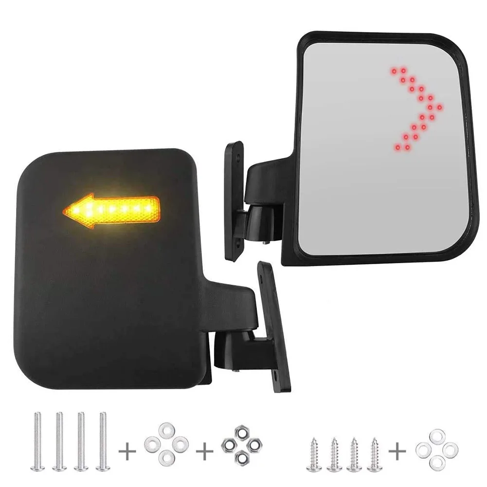 LED Side Mirrors With LED Turn Indicators 12V 20*20*10CM Flexible Foldable For Golf Cart With LED Turn Indicators