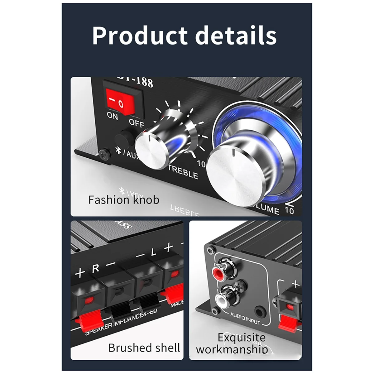 T06C-BT-188 Amplifier Bluetooth Digital Mini Output 2 Saluran Amplifier Audio Komputer Rumah 12V Mobil