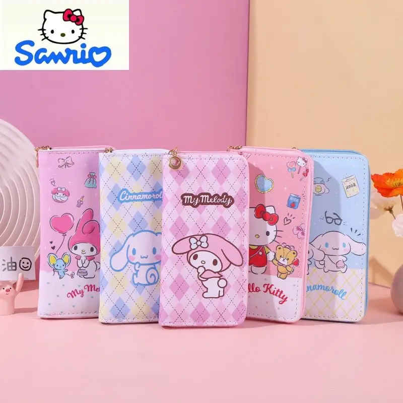 سانريو أزياء عالية الجودة بو الكرتون الإبداعية Kuromi المحفظة طويلة طالب سستة لطيف تغيير المحفظة المحمول