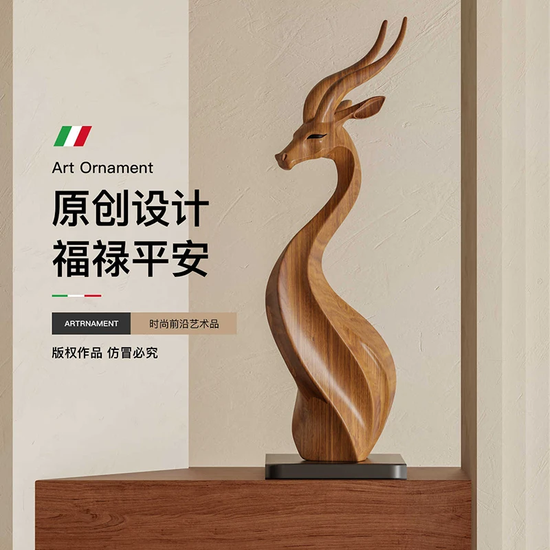 Home Decor Lucky Deer Statues Desktop Art Ornaments Hotel Model Room Living Room Large elk Mascot Animal Sculptures Floor Decor