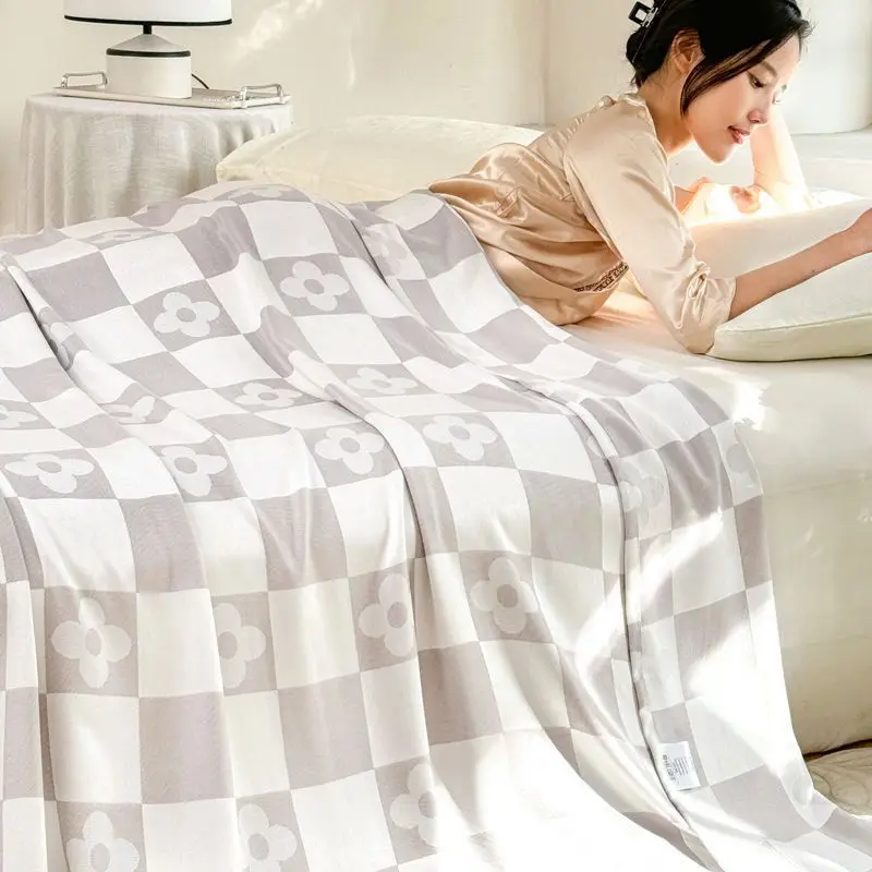 Bamboo Fiber Bed Blanket Silky Cool Summer Blanket Double Large Luxury Washed Yce Silk Air Conditioner Nap Blanket