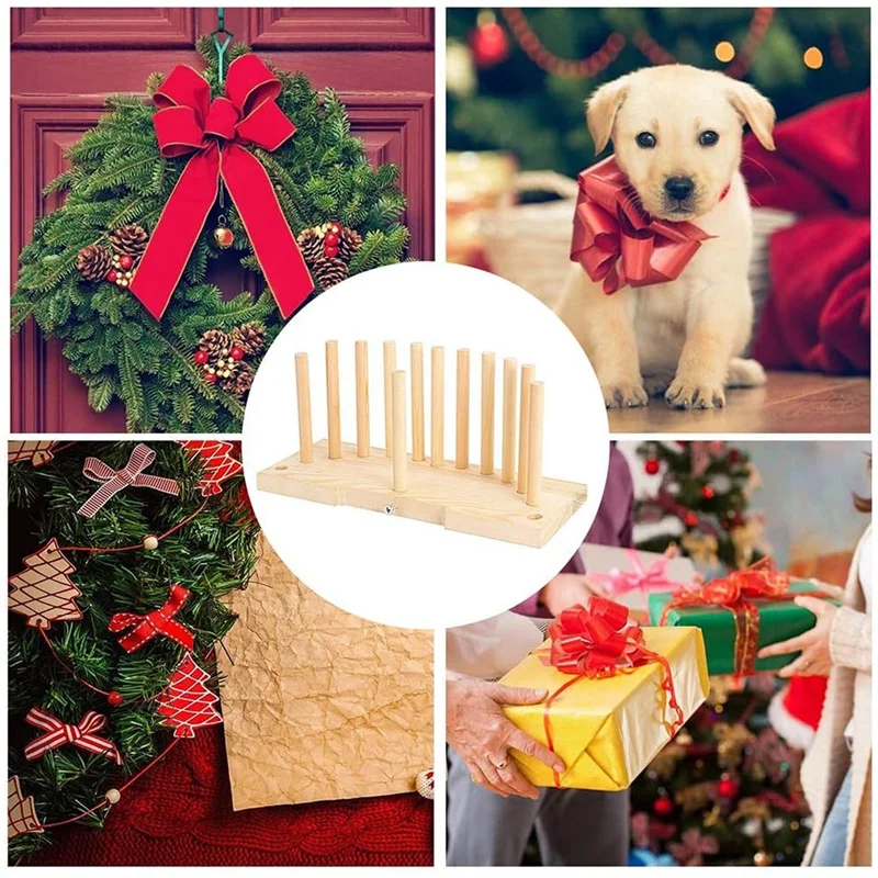 

Wooden Wreath Bow Maker Tool With Size, Portable Bow Tie Machine For Customized Bows On Any Occasion