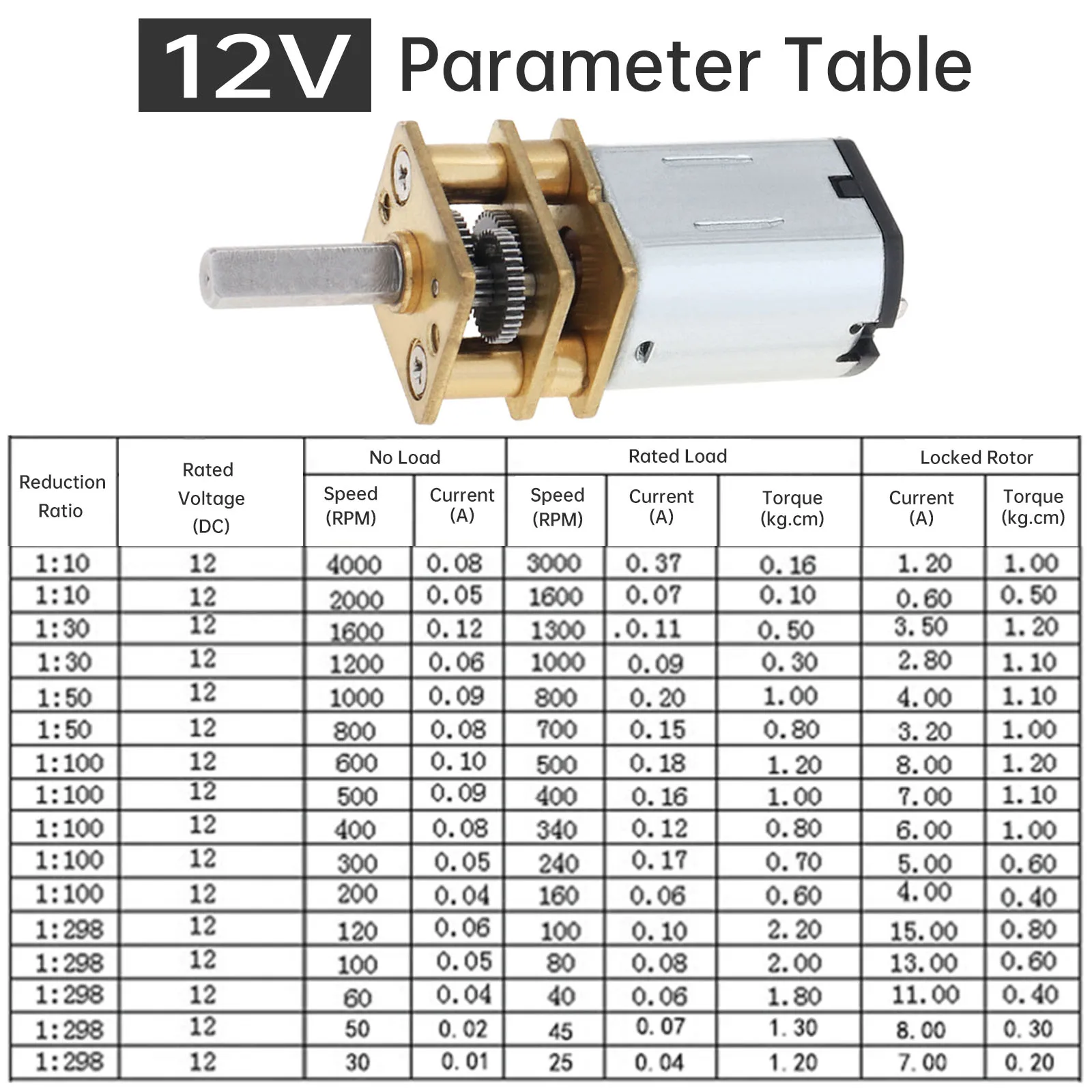N20 محرك تروس صغير 3 فولت 6 فولت 12 فولت 30-1000 دورة في الدقيقة محرك تخفيض سرعة عزم دوران عالي مع علبة تروس معدنية للقفل الذكي/سيارة RC/نموذج الروبوت