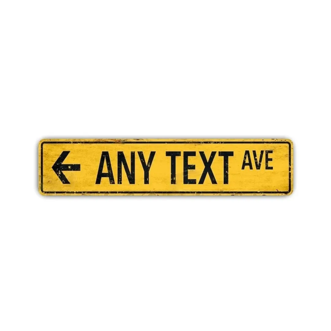 [2D Flat] Custom Vintage Yellow Metal Arrow Sign, Personalized Street Style Wall Decor For All Uses (Only Decoration)
