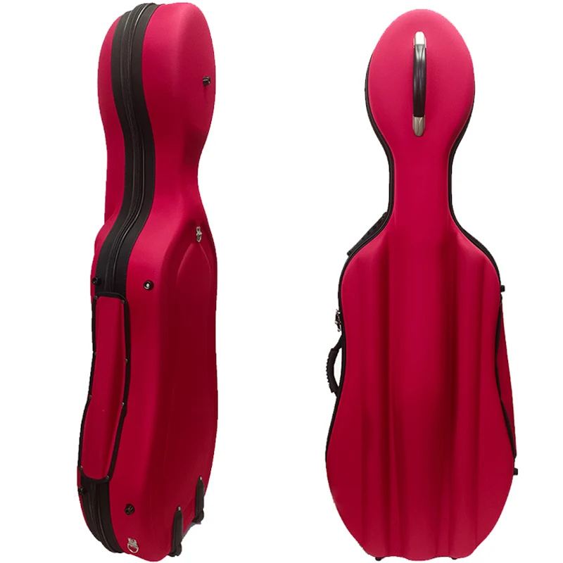 

Fastshipping Best Quality 4/4 EVA Plastic Hard Cello Case Double Shoulder belt Double Rollers