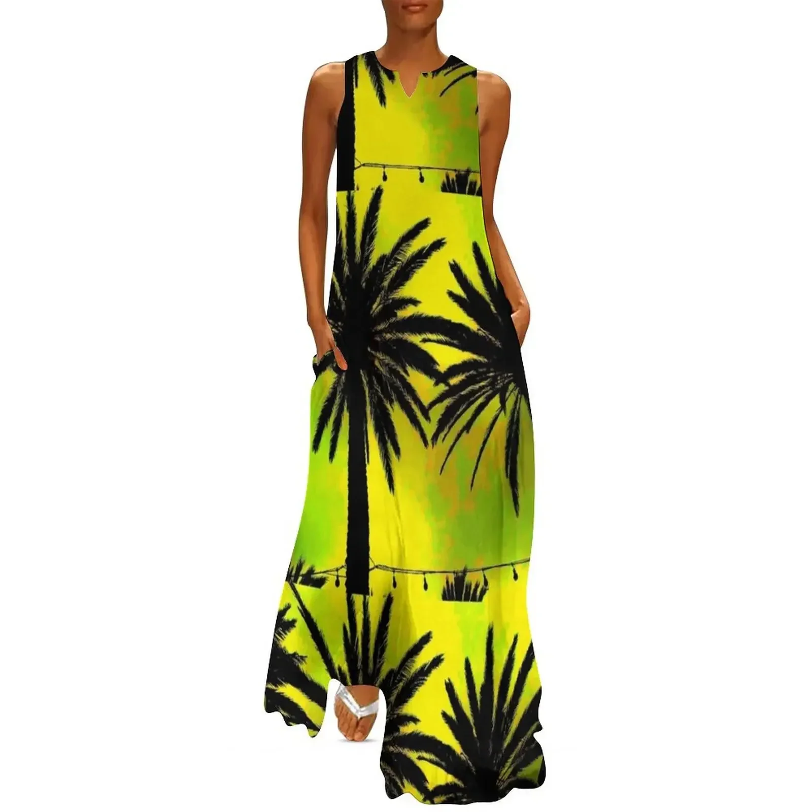 

Dark and Yellow Palm Trees (AKA StarLifter) Long Dress long dress women summer Women's dresses women evening dress