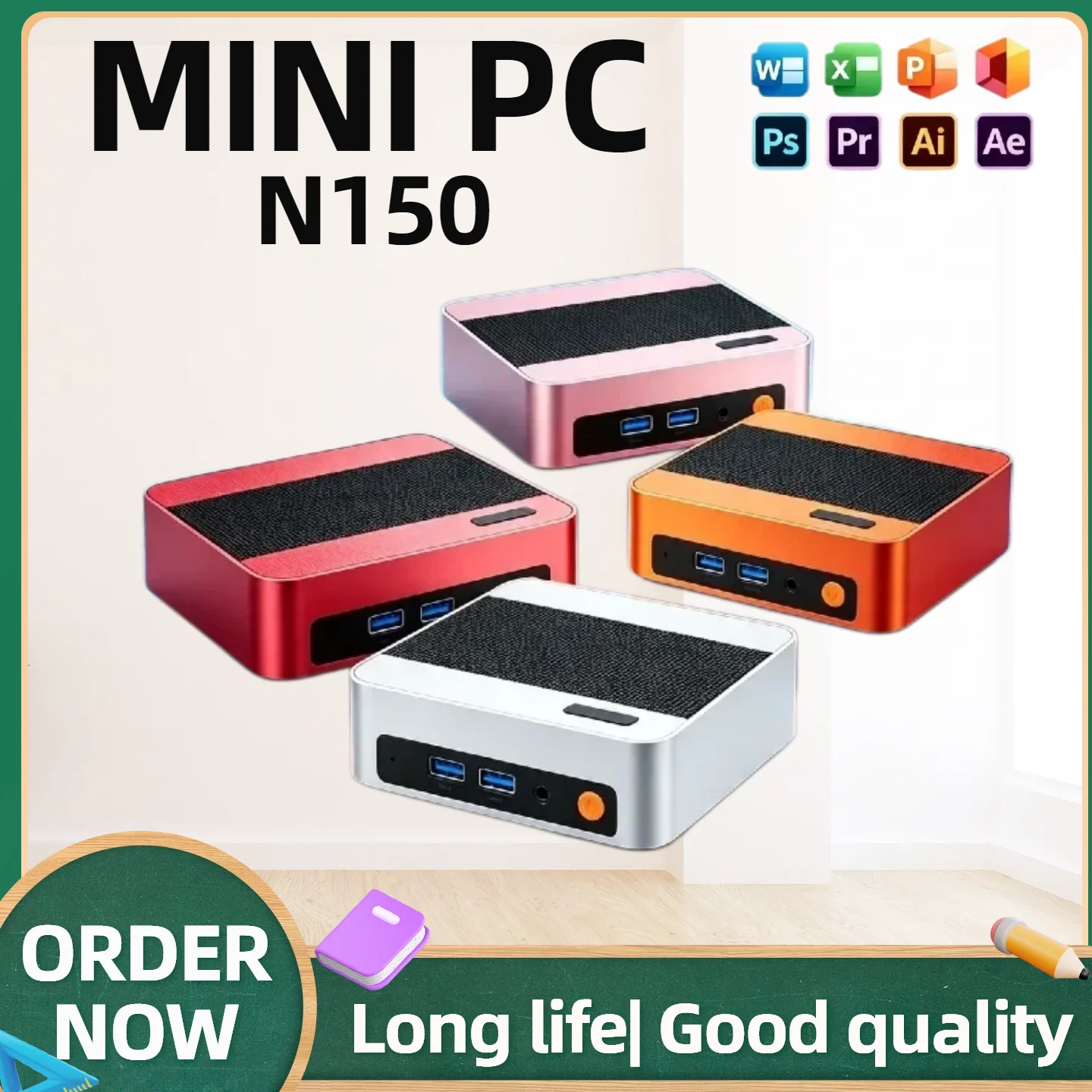 Core N150 Mini PC 16GB RAM Optional 1TB/2TB NVMe SSD WiFi 6 BT5.2 4K UHD 60Hz Low‑Power Small PC for Office & Light Gaming