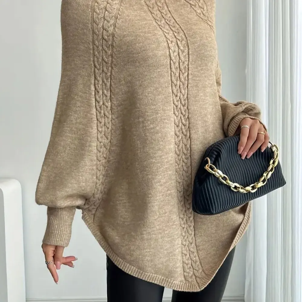 

Business Commute Style Women's Long Sleeve round Neck Sweater Fitted Design Straight Tube Sleeves Fashionable Minimalist Top
