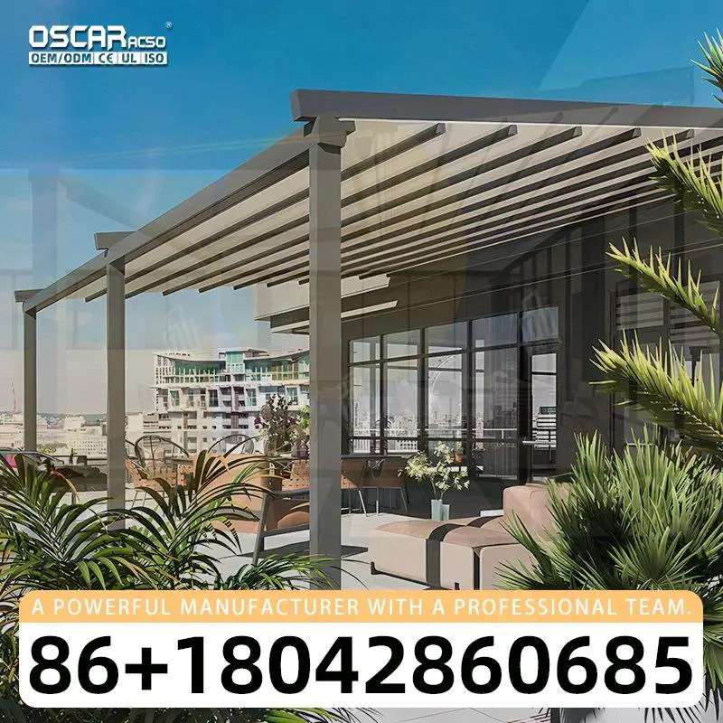 

Уличный умный выдвижной складной навес из алюминия и ПВХ, водонепроницаемый, для ресторана, перголы, сада