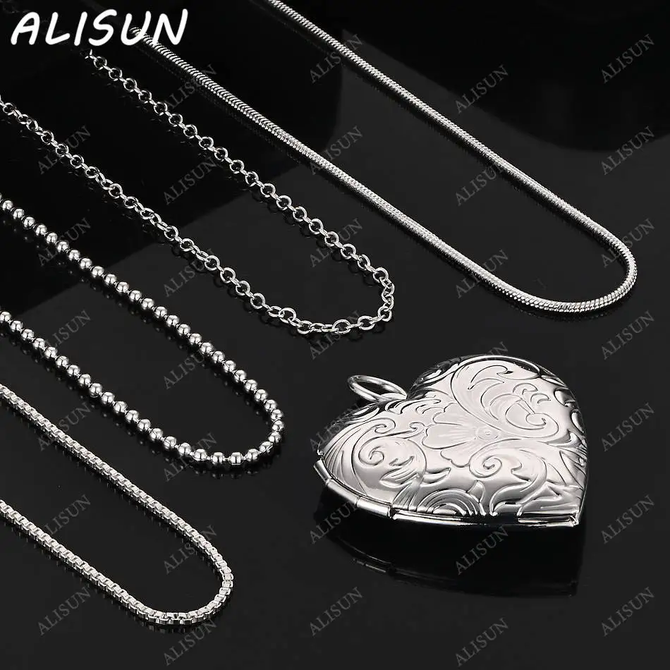

ALISUN 40-75cm 925 Sterling Silver Hearts Pendant Necklace For Women Men Creativity Gifts Street All-match Party And Daily Wear