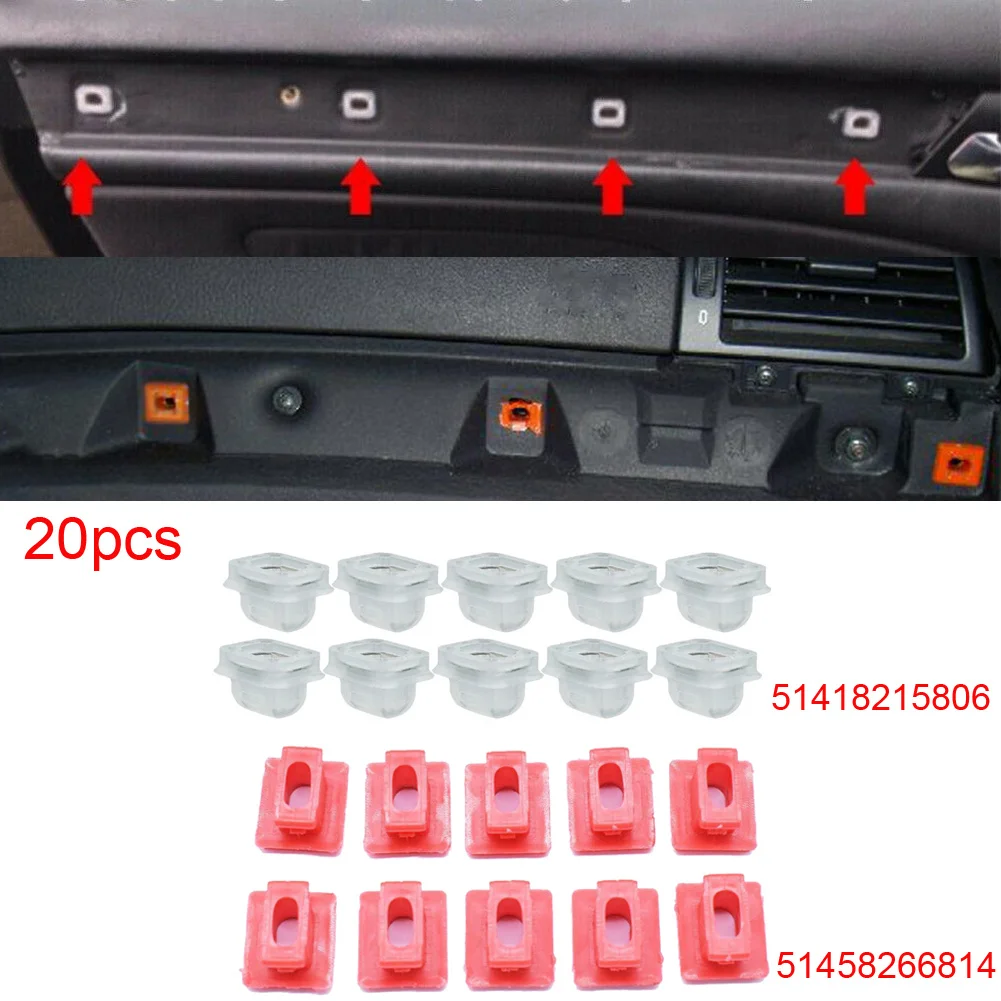 10*Armaturenbrett-Clips + 10*Türverkleidungs-Clips für Armaturenbrett-Zierleisten-Clips für BMW 3er Serie E46 E90 E91 E92 E93 E53