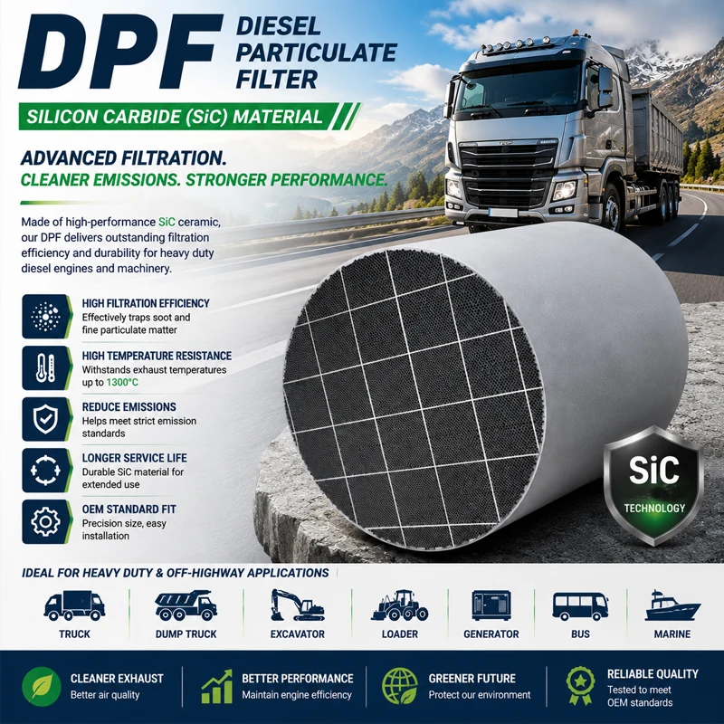 267x254mm SiC Material Diesel Particulate Filter DPF for Vehicle Exhaust diesel Cleaning and Smoke Particle Reduction