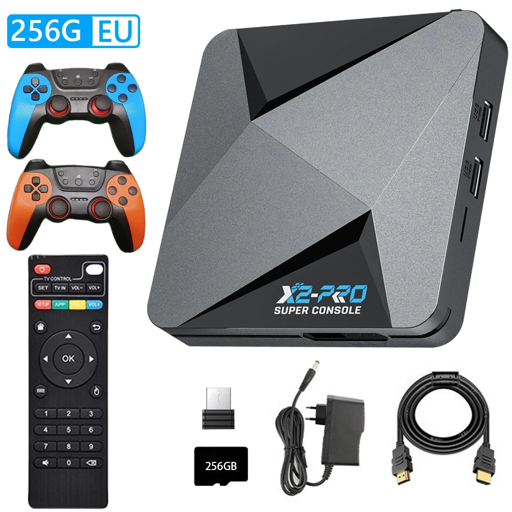 Image of X2 PRO Videospielkonsole 4K UHD-Ausgang Super-Konsole mit 2 Gamepads 60+ Spiele-Emulatoren für Android 9.0 / CoreE / Emuelec 4.3