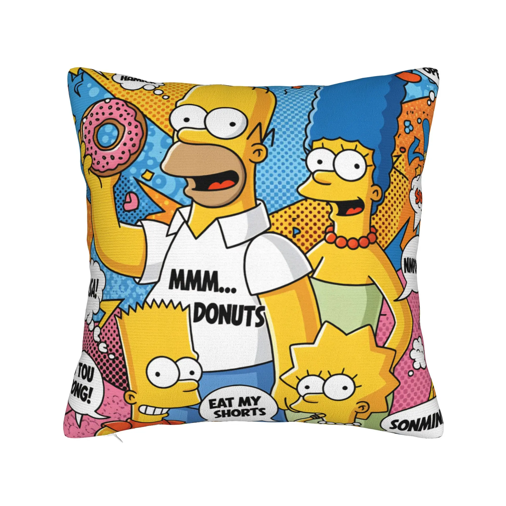 Funny S-Simpsons Pop Art Quotes Pillow Case  Comfy Pillow Cover For Sofa Home Decor Retro Trendy Pillowcases