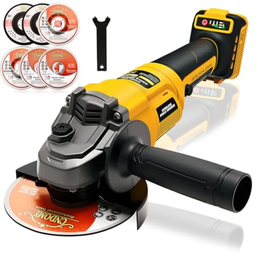 

Brushless Angle Grinder for De-walt 20V Battery 4-1/2"/ 5" Cordless Grinder Tool 3 Variable Speed Max 8500RPM Auxiliary Handle