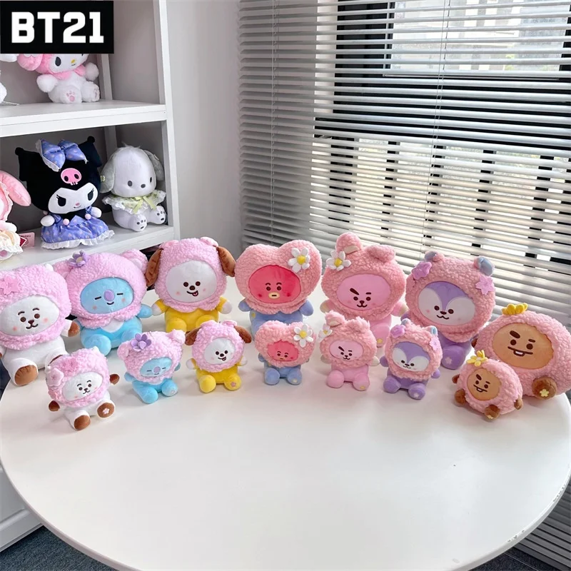 NEW BT21 Popular Anime Kawaii Cooky Koya Rj 10CM Plush Keychain Pendant Bag Pendant Sakura Series 20CM Plush Doll Ornaments Gift