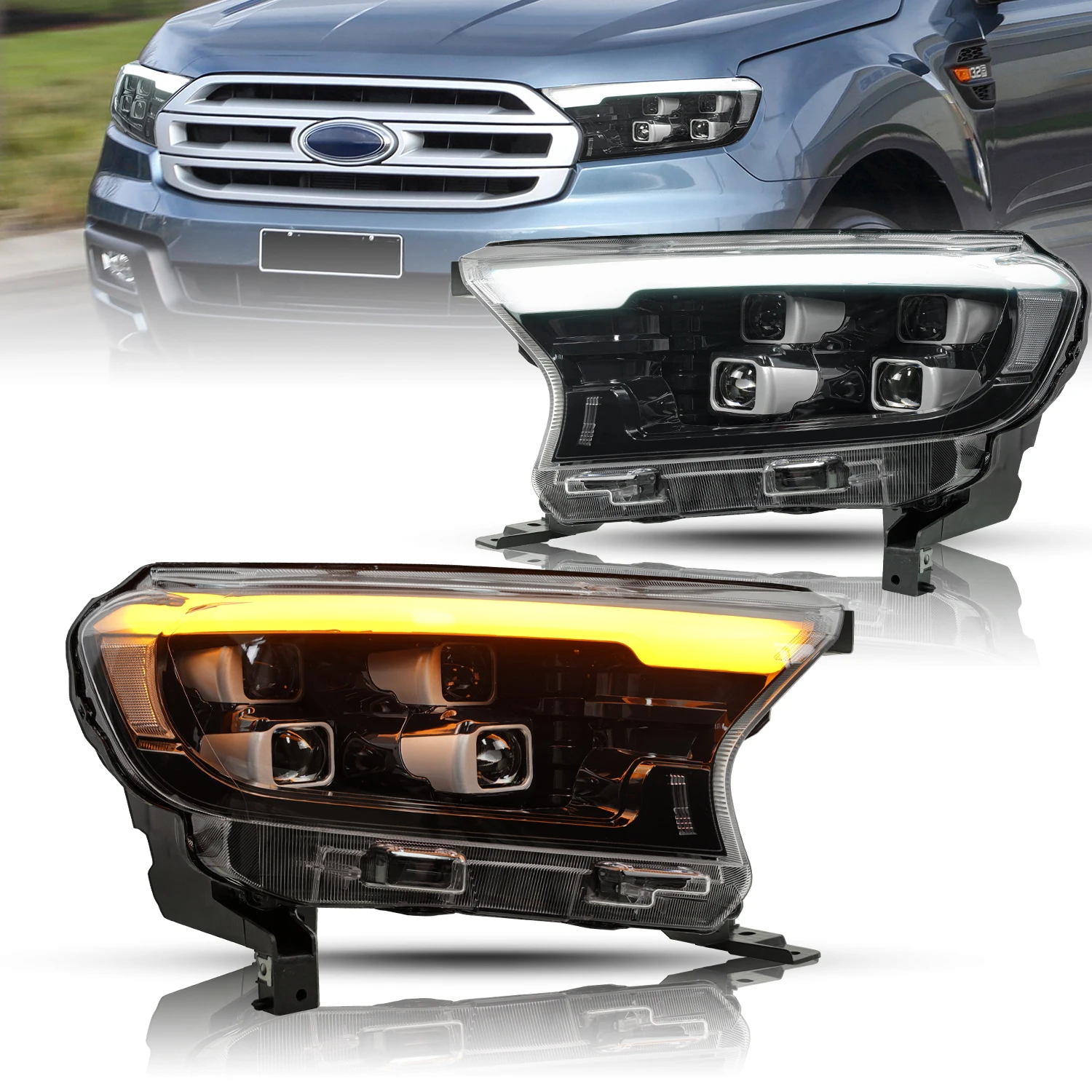 

AKD Car Styling for Ford Ranger Headlight 2016-2021 Everest LED Head Lamp H7 D2H Hid Option Angel Eye Bi Xenon Beam Accessories