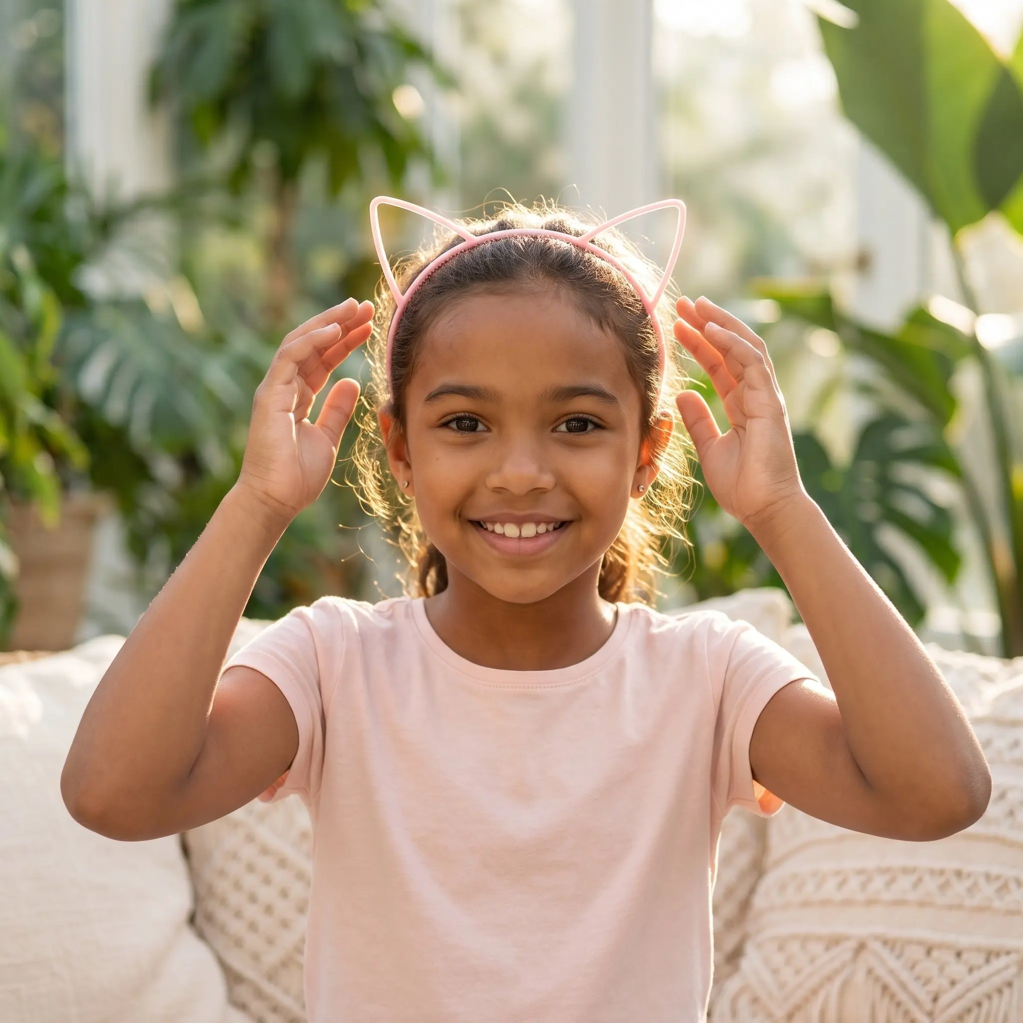 10Pcs Cat Ear Headband Set for Women Girls Plastic Hair Hoop with Teeth Grip Perfect for Party Prom Cosplay Makeup Washing Face