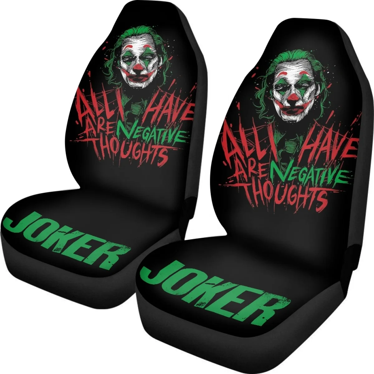 Gothic Clown Pattern Women Men Car Seat Cover Auto Seat Cushion 2Pcs Set Universal Front Seat Protectors Car Accessories Gifts