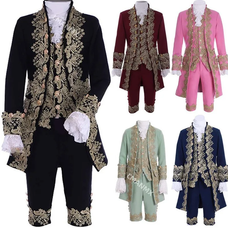 

Medieval Vintage Jacket Prince Dress Gorgeous Palace Style Embroidered Lace Noble Formal Dress Stage Drama Performance Cosplay