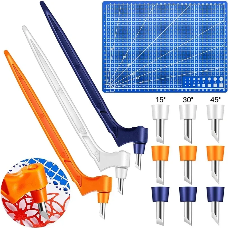 1-4 set  Craft Cutting Tools 3Pcs 360-Degree Rotating Carbon Steel Replacement Blade Cutting Mat DIY Paper Craft Scrapbooking