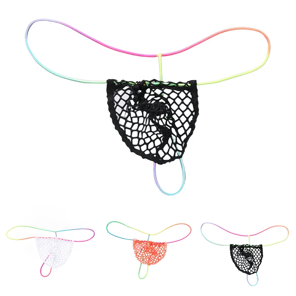 الرجال مثير الساخن شفافة شبكة صيد السمك ثونغ انظر من خلال G سلسلة T-الظهر الملابس الداخلية الورك بارينج Crotchless مثلي الجنس المثيرة الكبار الملابس #6