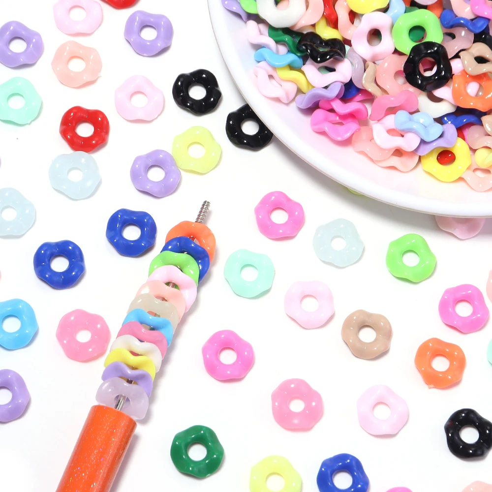 200 Stück/Set 12mm Acryl-Abstandsperlen in verschiedenen Farben, gewellte Kreisperlen für Schmuckherstellung, DIY-Bastelarbeiten, Telefonketten, Schlüsselanhänger-Zubehör – Detail 4