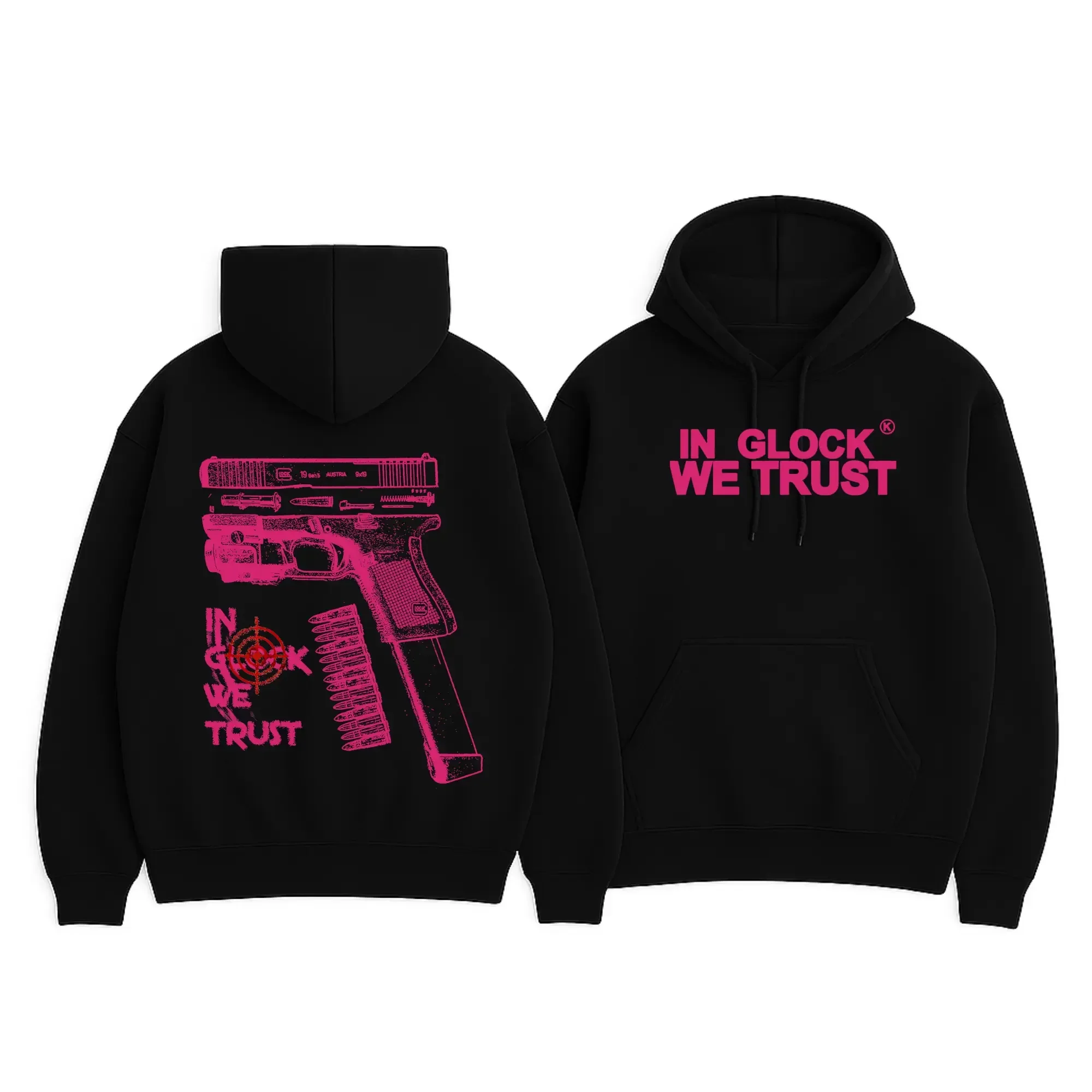 2026 Neu In Glock We Trust Schwarzer Hoodie Vollfarbiges Design Unisex Alltagskleidung Modisches Design Hoodies Stranger Things Funko – Detail 9