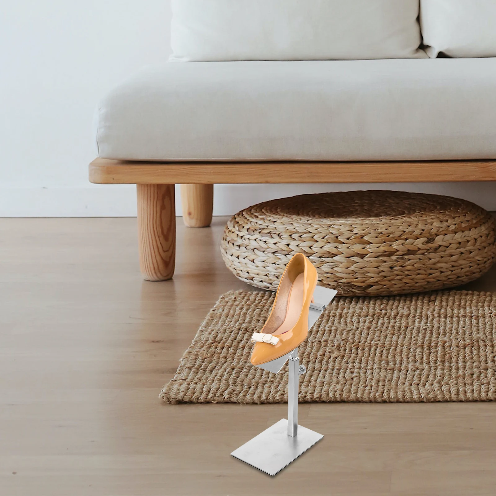 

Adjustable Height Stainless Steel Shoe Display Rack Shoe Stand Metal High Heels Display Holder Shoe Riser Stand For Retail Shop