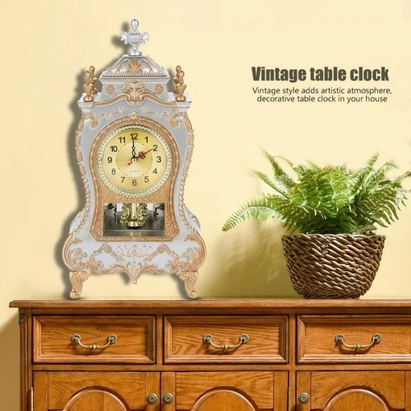 

2023 New Desk Alarm Clock Vintage Clock Classical Royalty Sitting Room Desk Imperial Furnishing Creative Sit Pendulum Clock