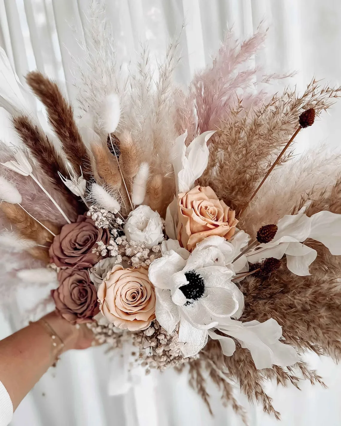 Boho Bouquet Dried Flowers Pampas Floral Arrangement Wedding Bouquets Anniversary Centerpieces Bridal Shower Party Home Decor